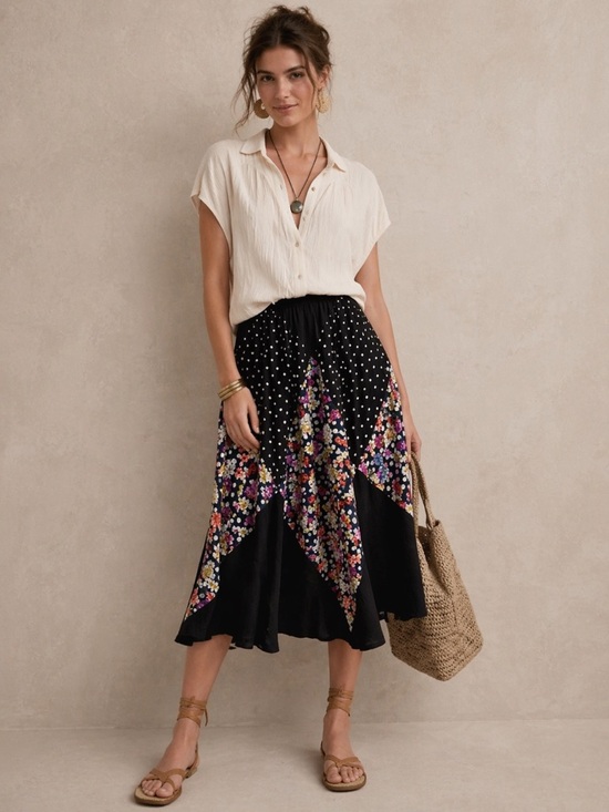 Anthropologie Dresses & Skirts - MAEVE ANTHROPOLOGIE | Floral and Polka Dot Women's Skirt